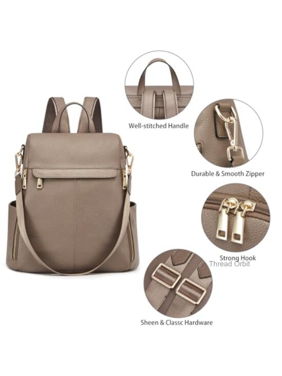 Brown Leather Anti-Theft Backpack Purse 3-Way Carry Shoulder Bag main image 4